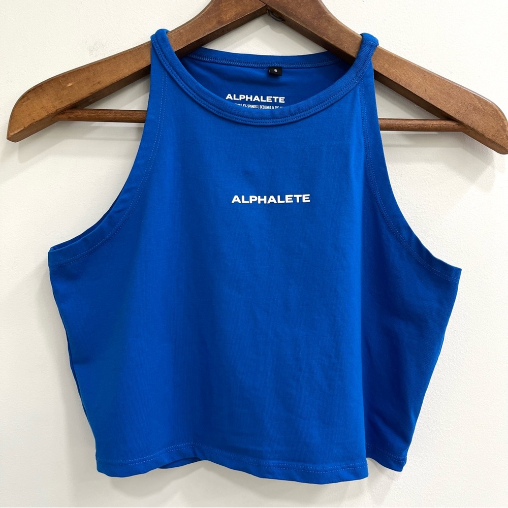 Alphalete royal blue cropped workout tank top size small